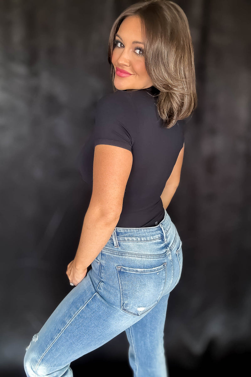 Crewneck Black Shortsleeve Bodysuit