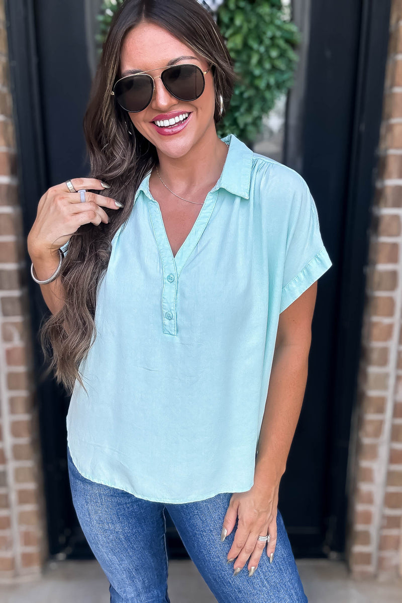 Mint Collar Top