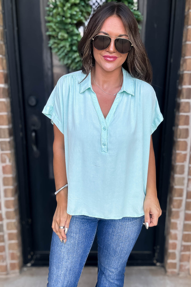 Mint Collar Top