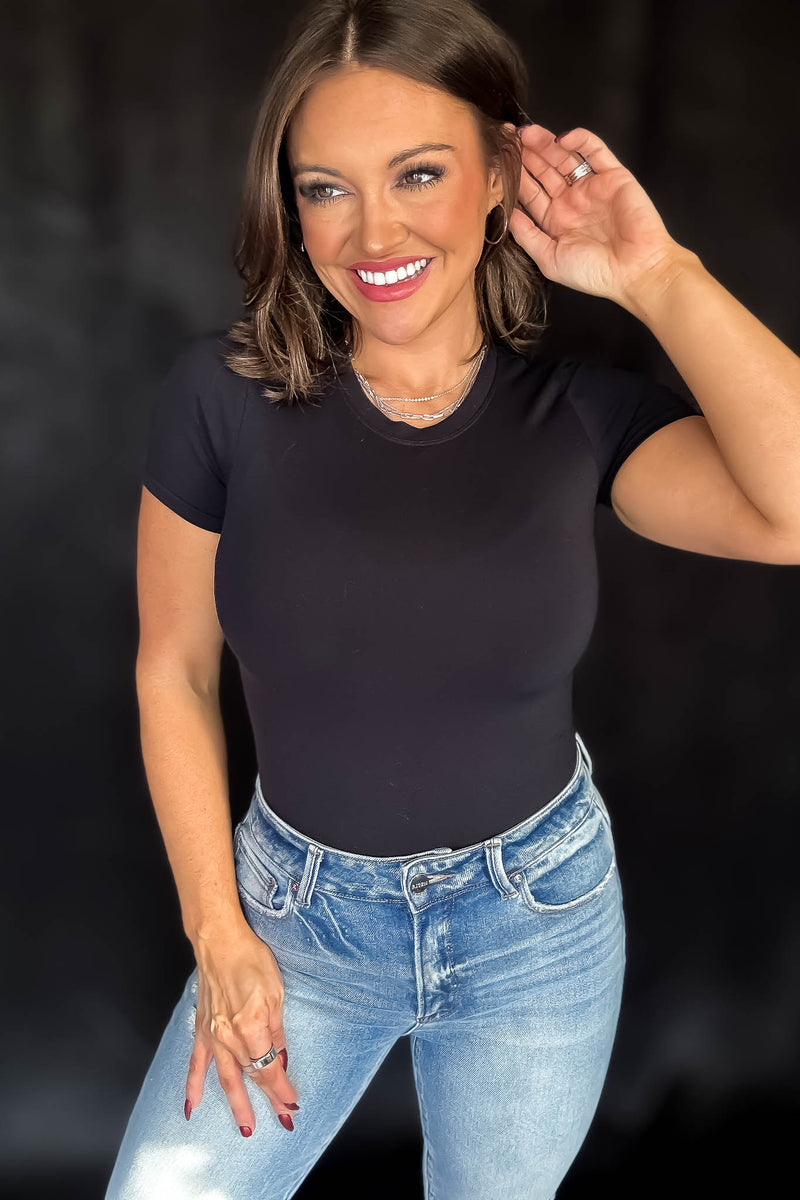 Crewneck Black Shortsleeve Bodysuit