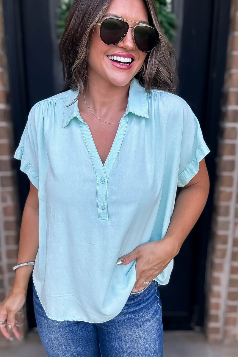 Mint Collar Top