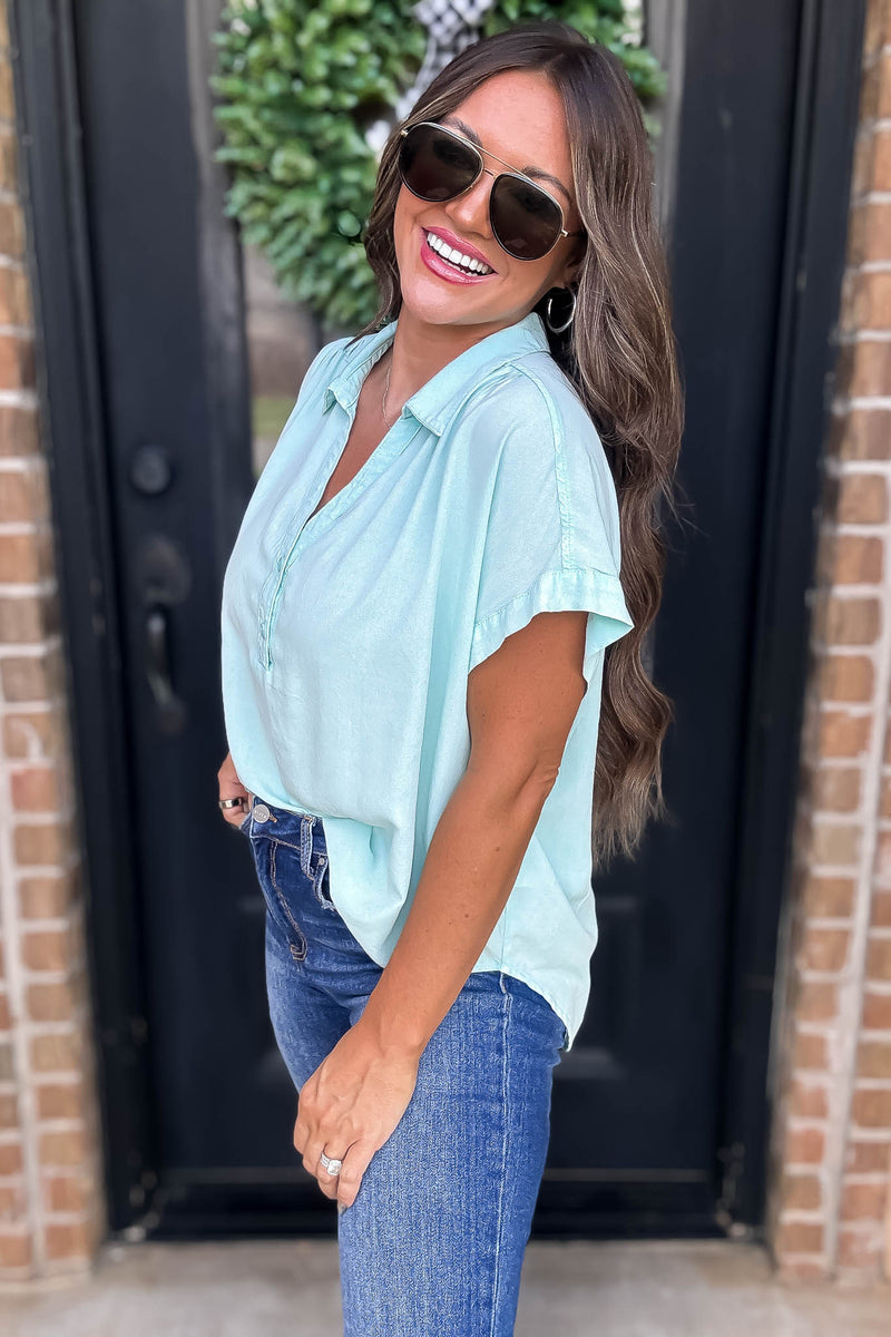 Mint Collar Top