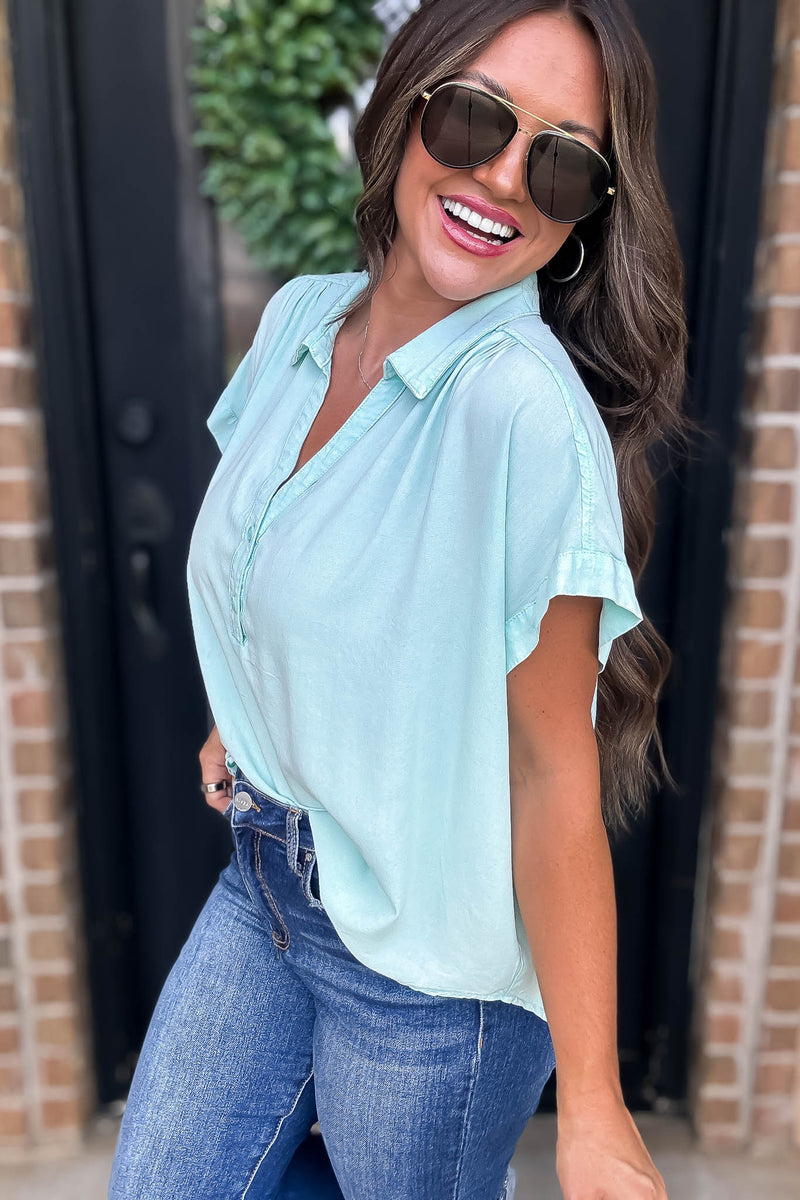 Mint Collar Top