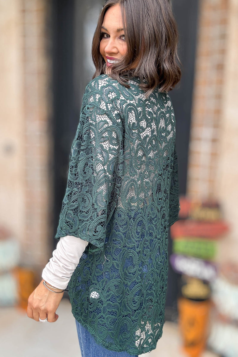 Green Crochet Lace Kimono