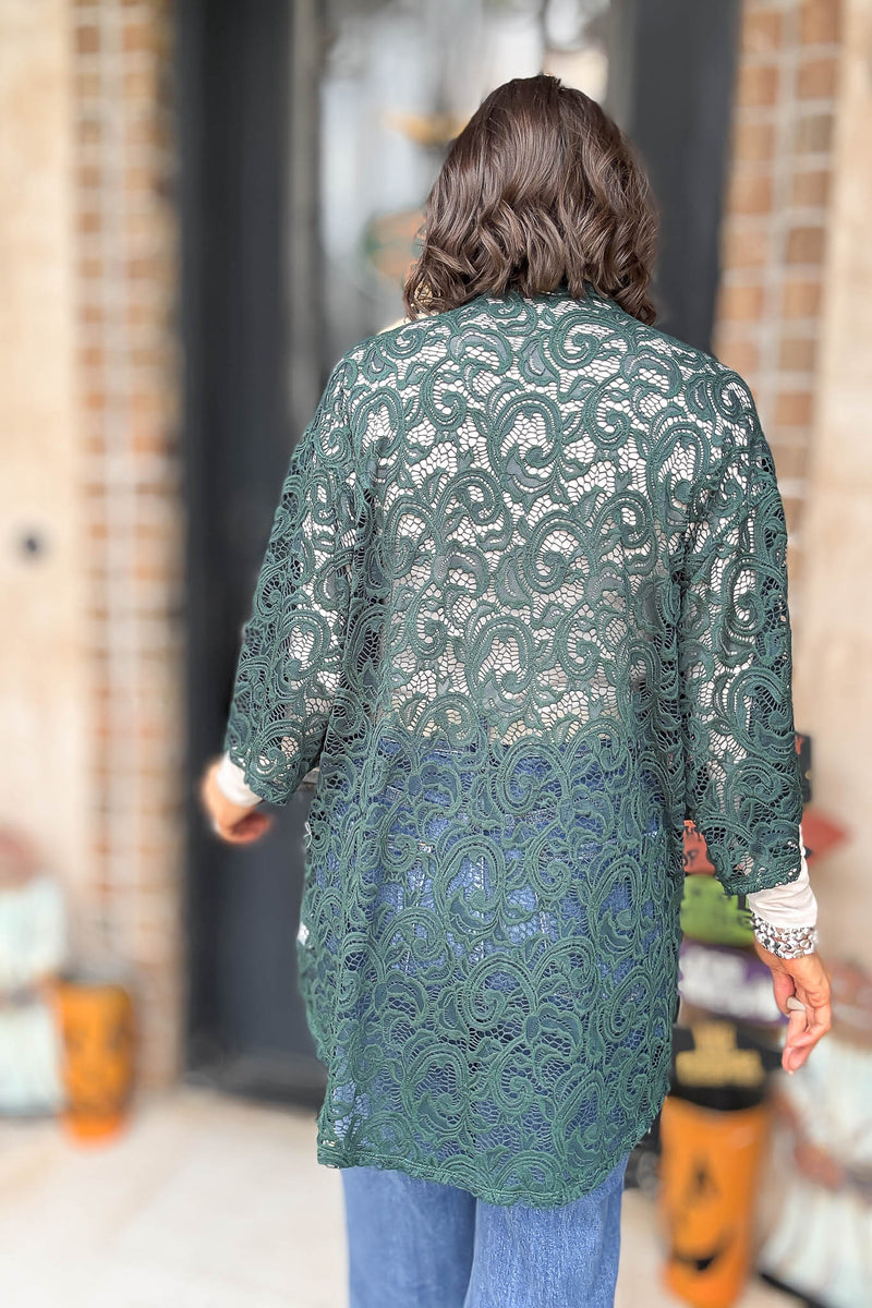 Green Crochet Lace Kimono