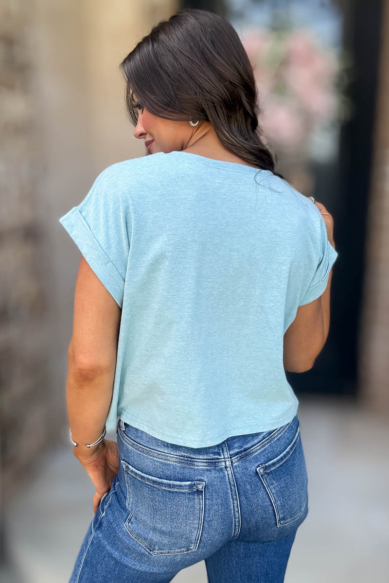 Attractive Beginnings Heather Light Teal Top