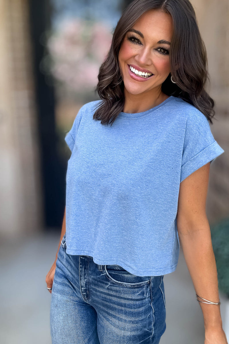 Attractive Beginnings Heather Classic Blue Top