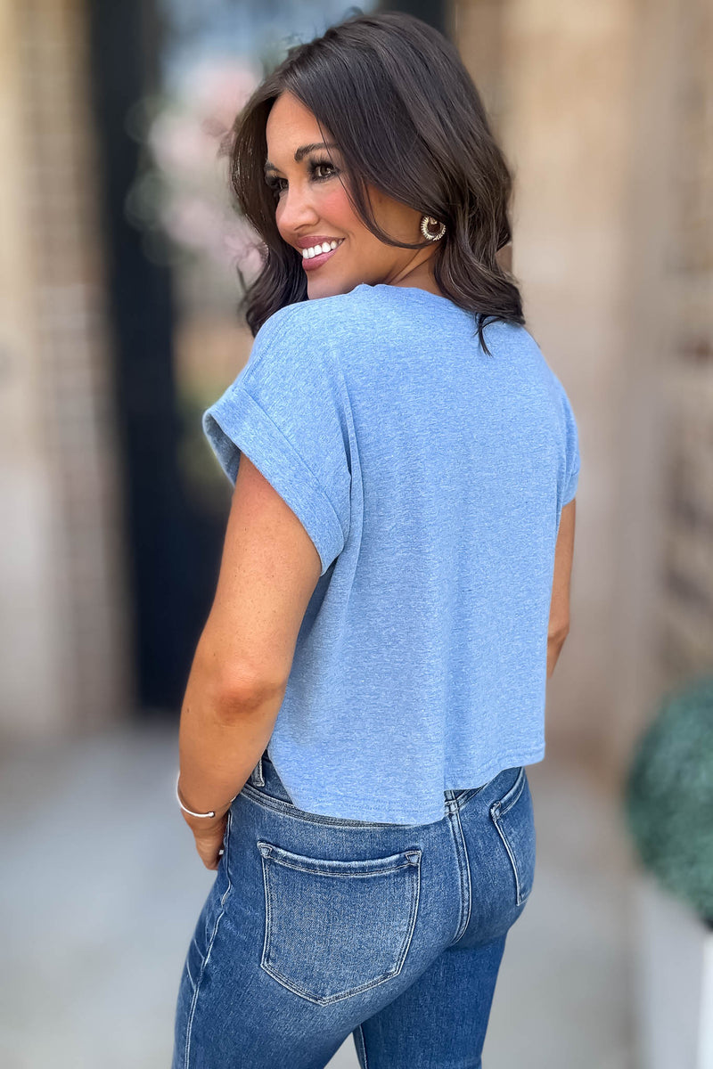 Attractive Beginnings Heather Classic Blue Top
