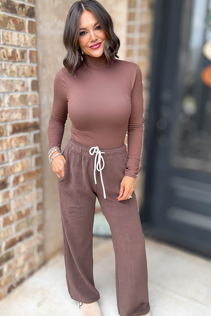 Over The Night Brown Turtleneck Bodysuit