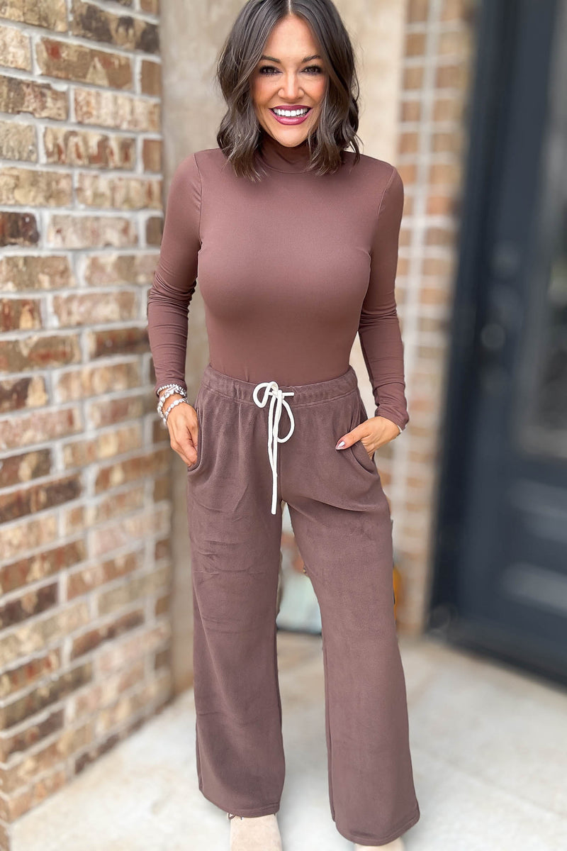 Over The Night Brown Turtleneck Bodysuit
