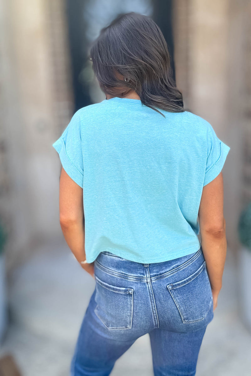 Attractive Beginnings Heather Dusty Teal Top