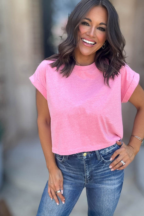 Attractive Beginnings Heather Hot Pink Top