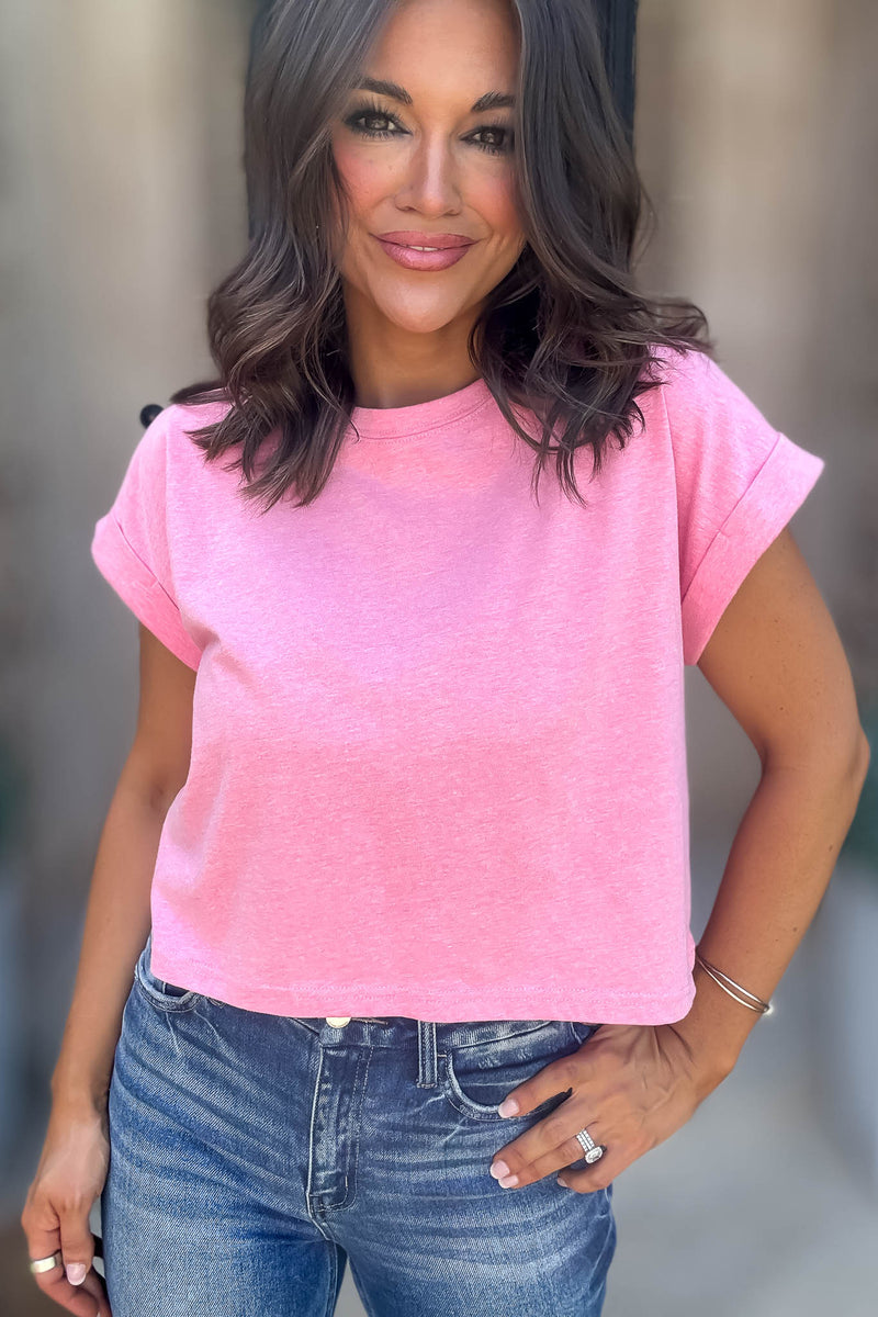 Attractive Beginnings Heather Hot Pink Top