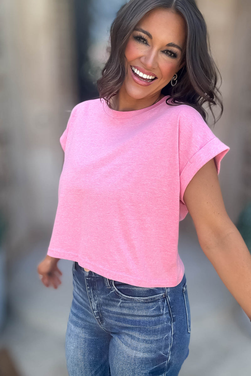 Attractive Beginnings Heather Hot Pink Top