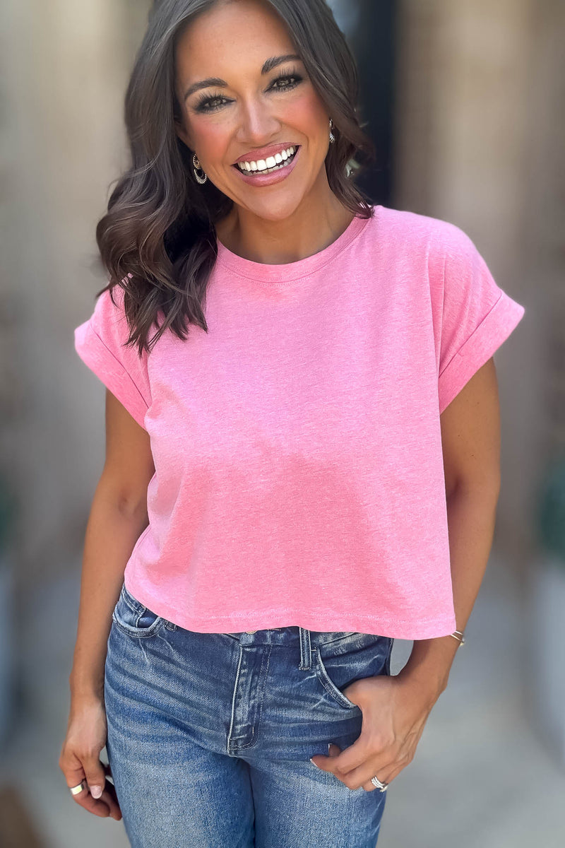 Attractive Beginnings Heather Hot Pink Top