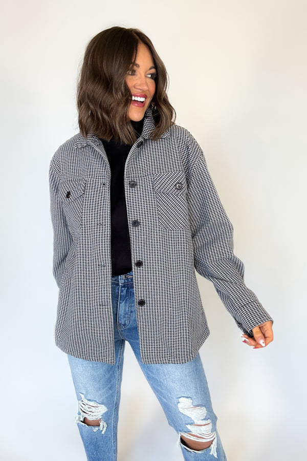 Brush Mini Grid Check Oversized Shacket