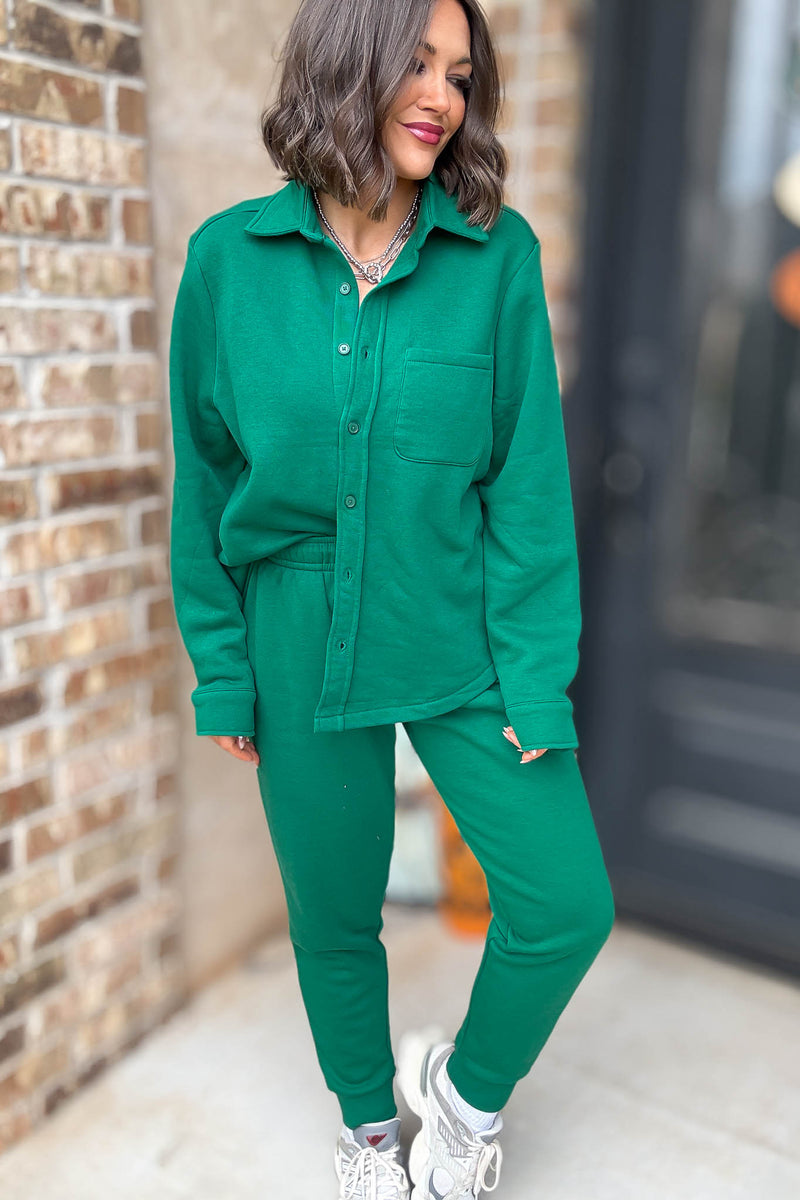 Green Fleece Jogger Sweatpants
