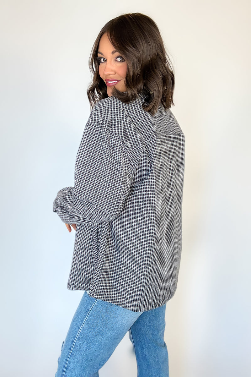 Brush Mini Grid Check Oversized Shacket