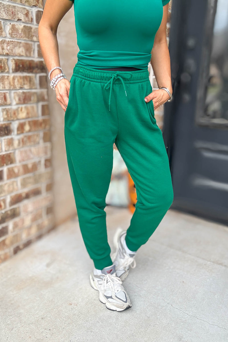 Green Fleece Jogger Sweatpants