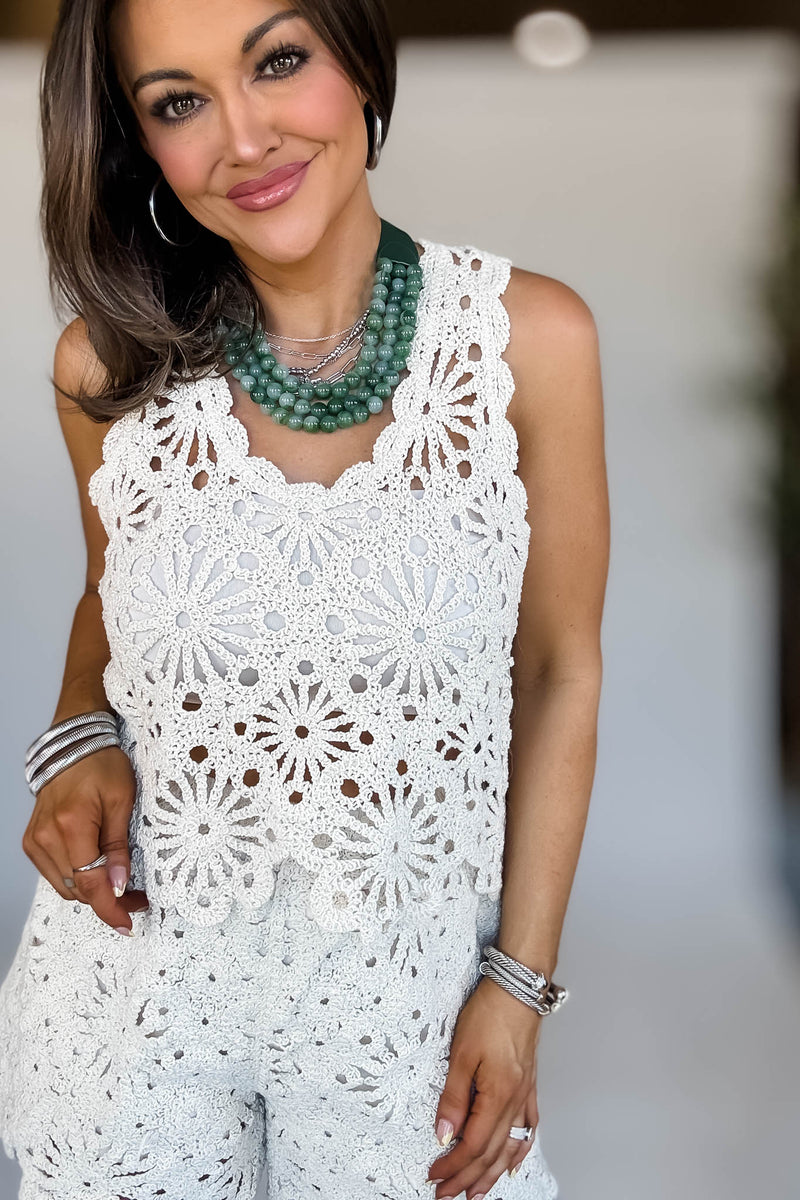 Scallop Edge Crochet Sweater Top