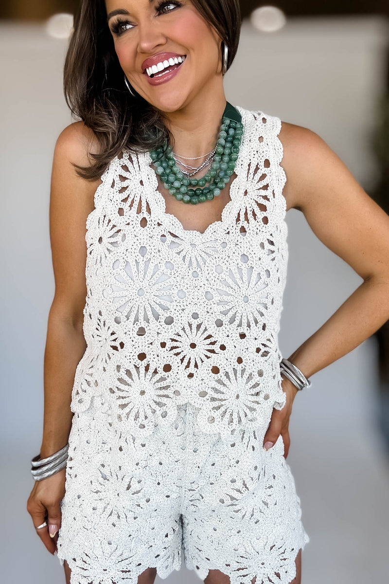 Scallop Edge Crochet Sweater Top