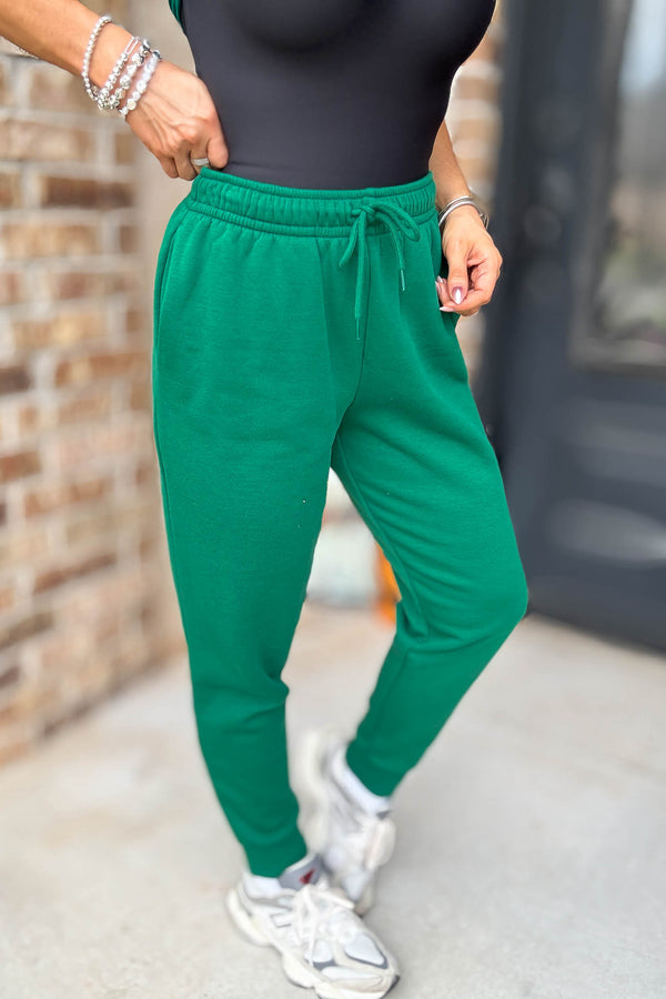 Green Fleece Jogger Sweatpants