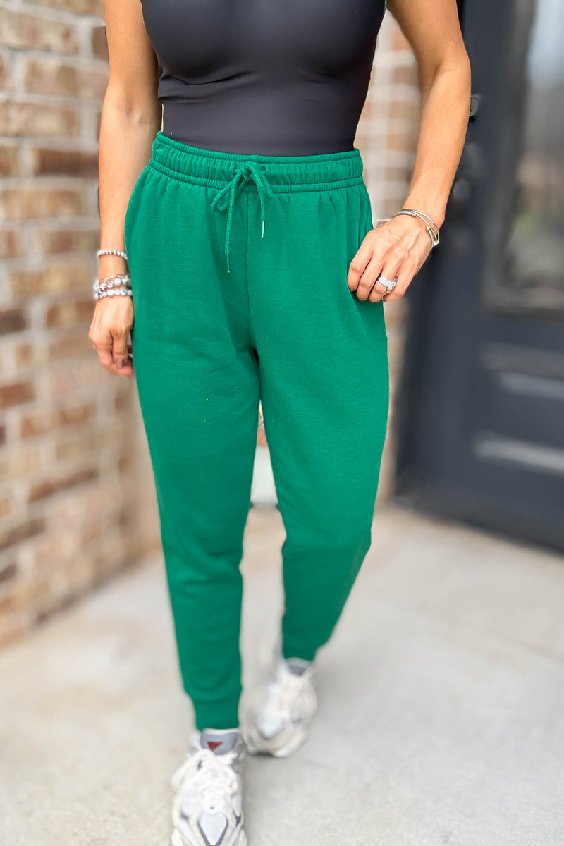 Green Fleece Jogger Sweatpants