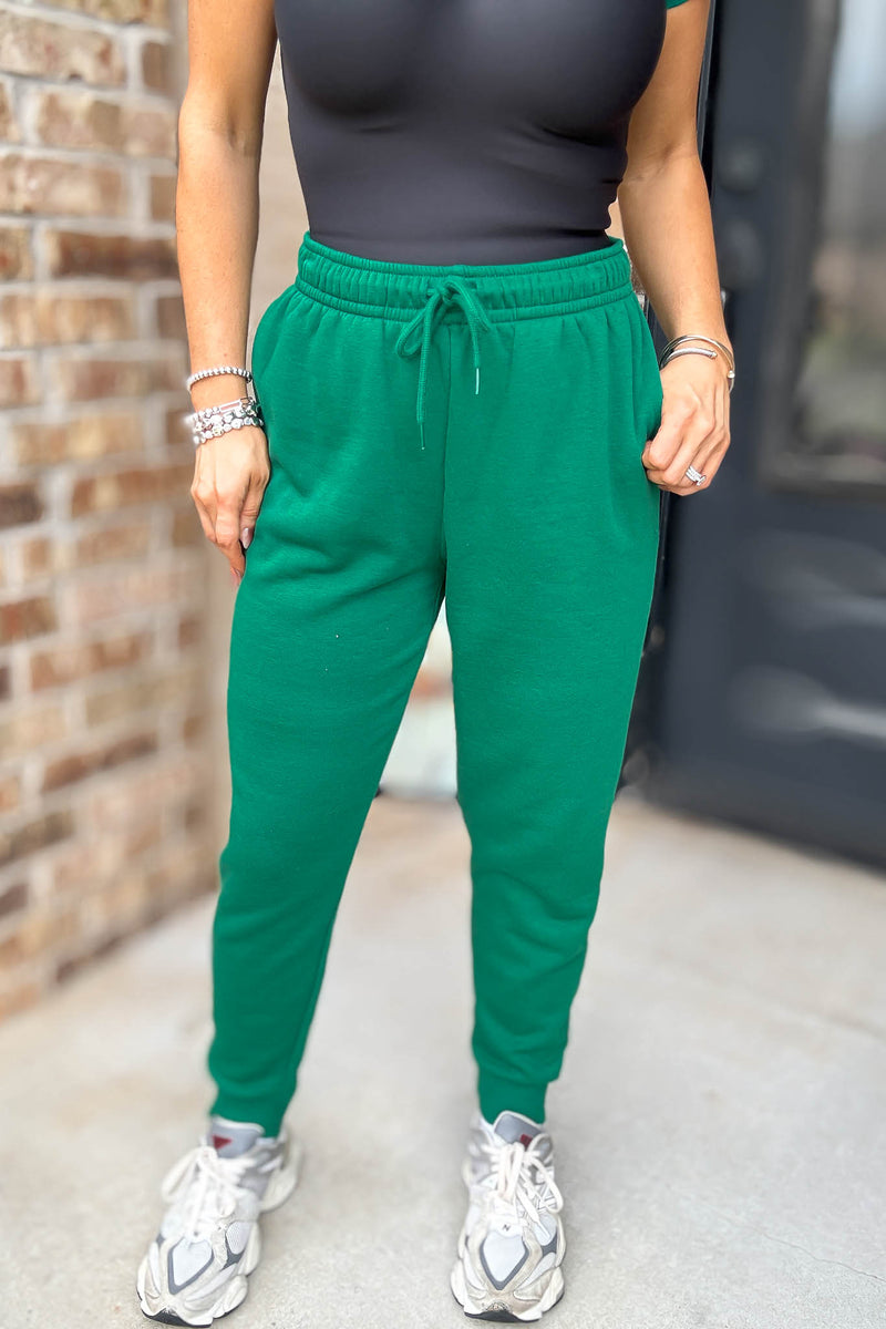 Green Fleece Jogger Sweatpants