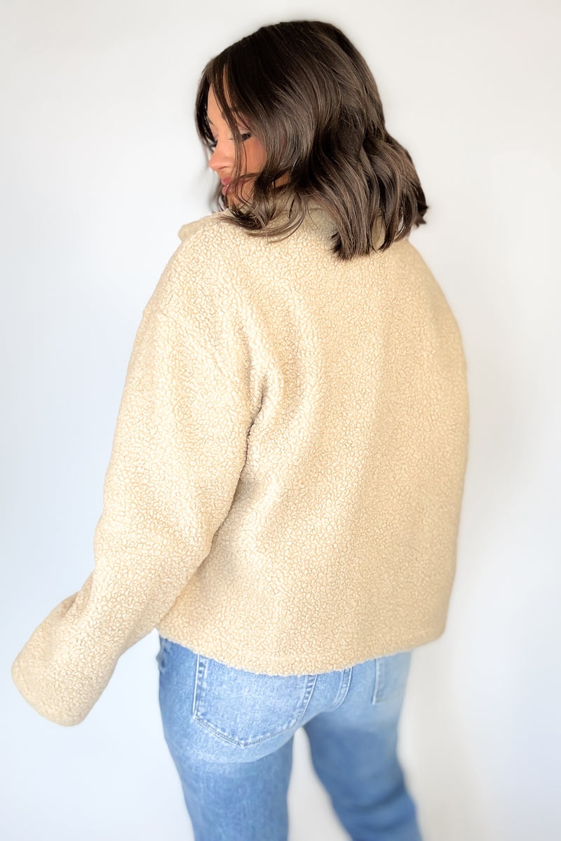 Taupe Fleece Buttoned Flap Pocket Shacket