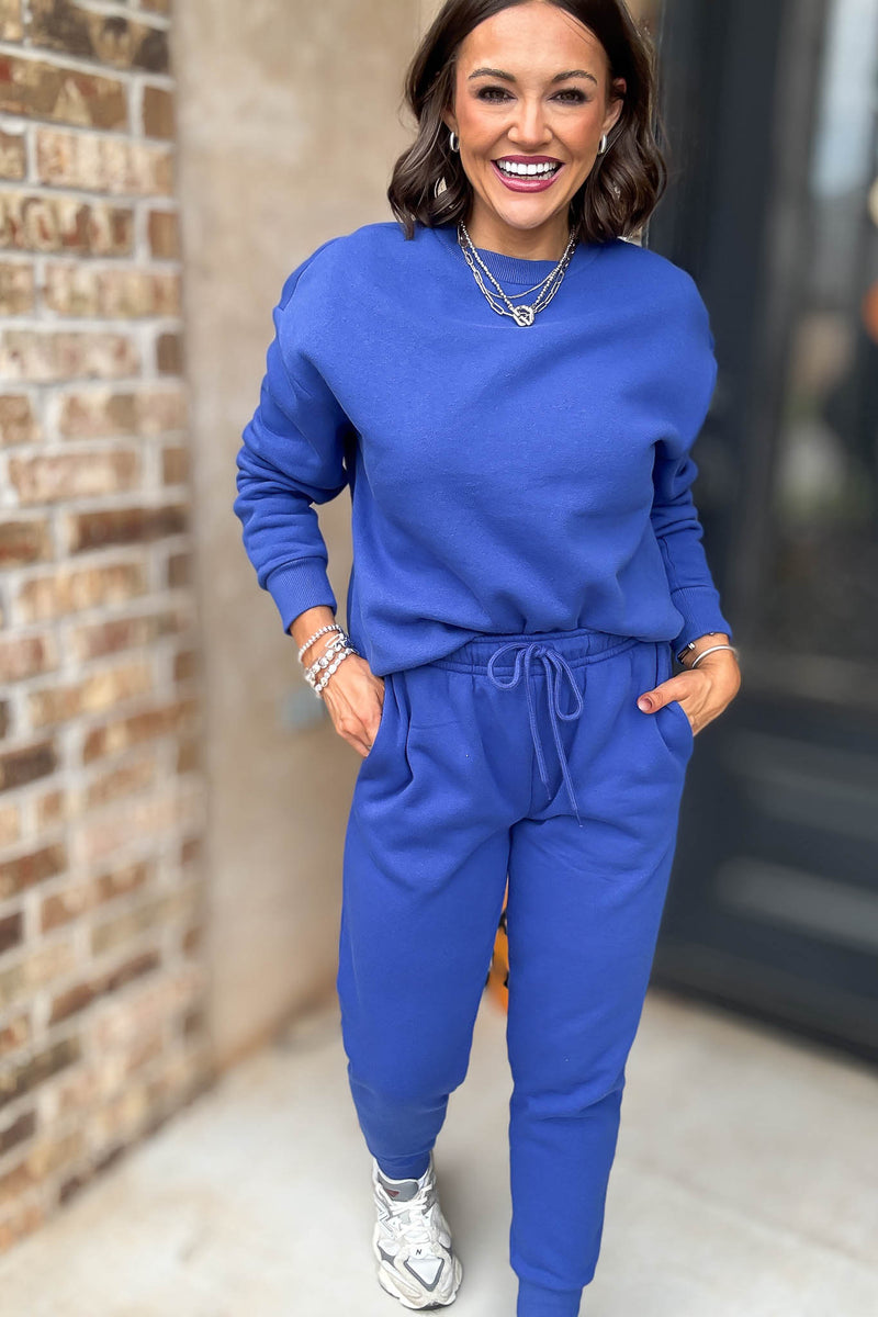 Royal Blue Fleece Jogger Sweatpants