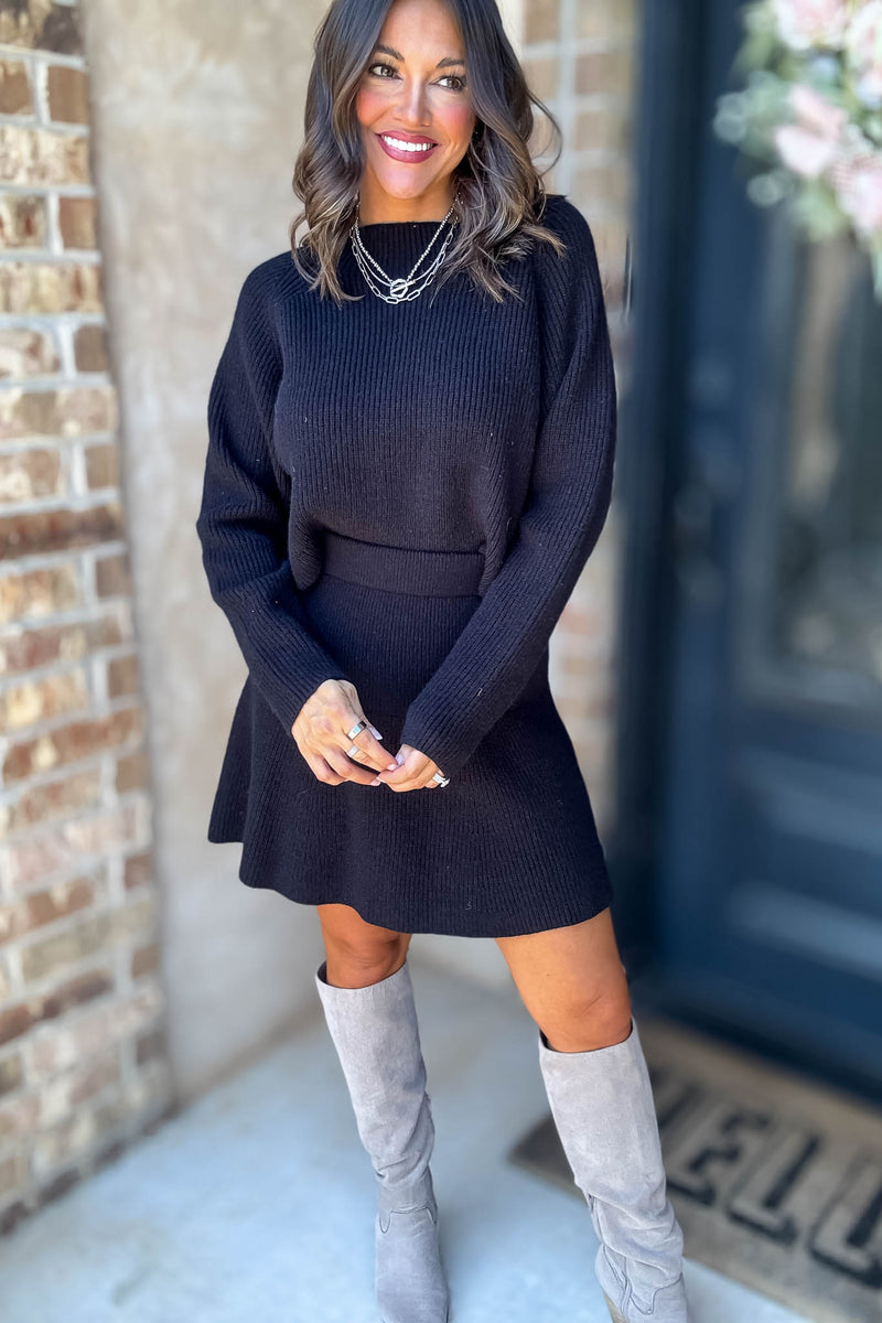 Mable Sleek Chic Black Ribbed Sweater Top