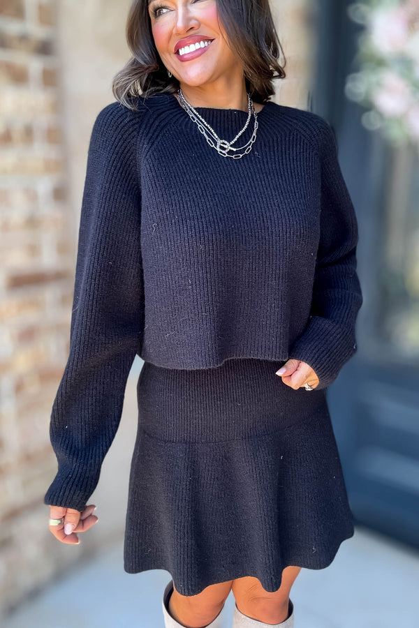 Mable Sleek Chic Black Ribbed Sweater Top