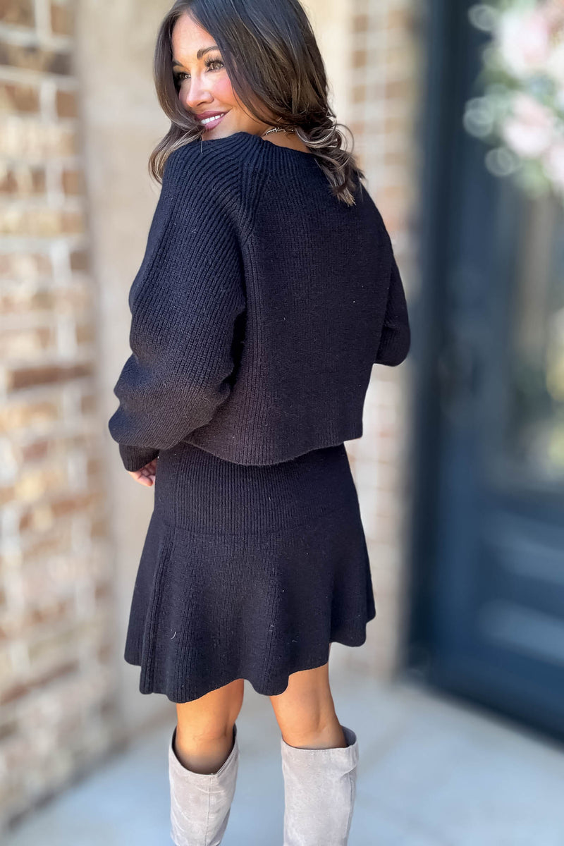 Mable Sleek Chic Black Ribbed Sweater Top