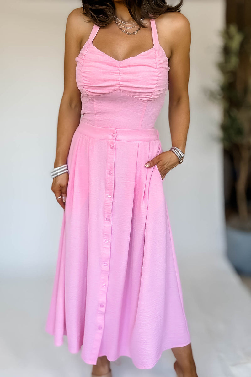 Airflow Maxi Midi Pink Skirt
