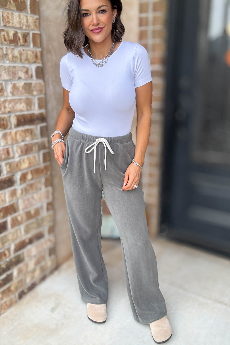 Cozy Soft Sage Premium Fleece Wide Leg Sweatpants