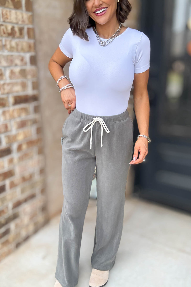 Cozy Soft Sage Premium Fleece Wide Leg Sweatpants