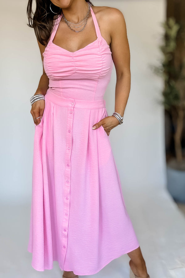 Airflow Maxi Midi Pink Skirt