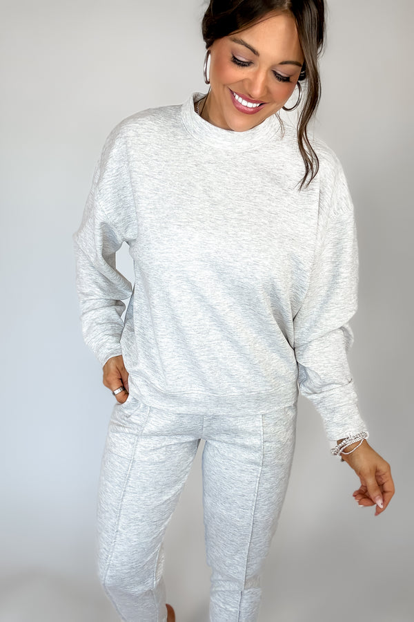 Scuba Mock Neck Heather Grey Top