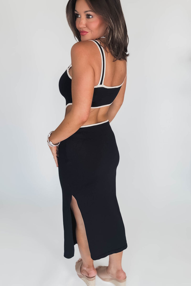 Black Tank Back Cut Out Maxi Dress