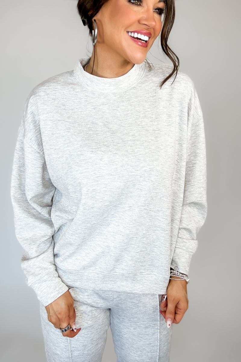 Scuba Mock Neck Heather Grey Top
