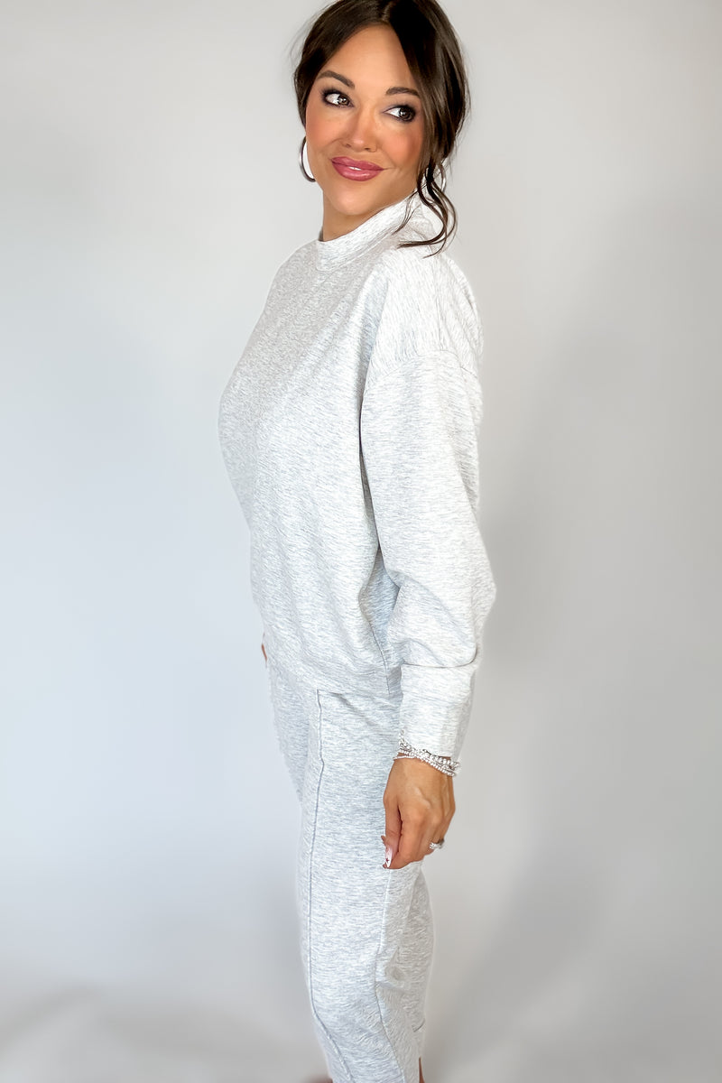 Scuba Mock Neck Heather Grey Top