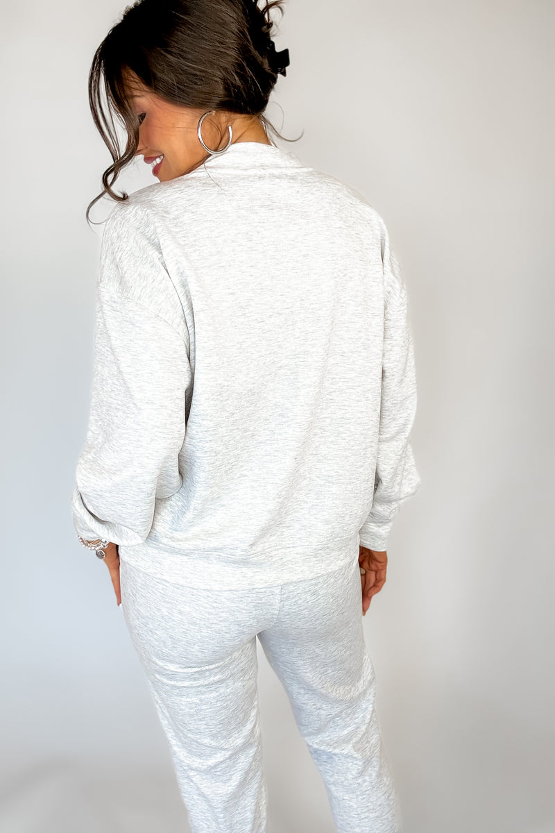 Scuba Mock Neck Heather Grey Top