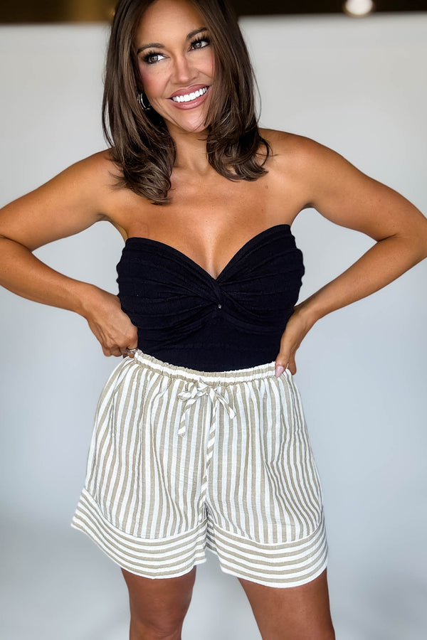 Coastal Chic Taupe Striped Shorts