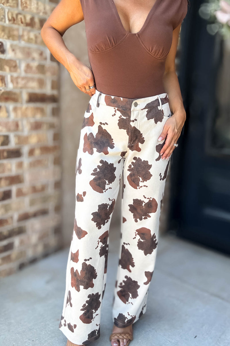 Le Lis Animal Print Low Waist Long Pants