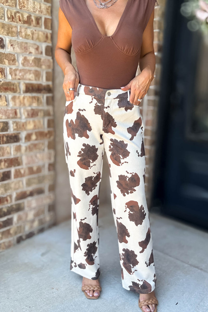 Le Lis Animal Print Low Waist Long Pants