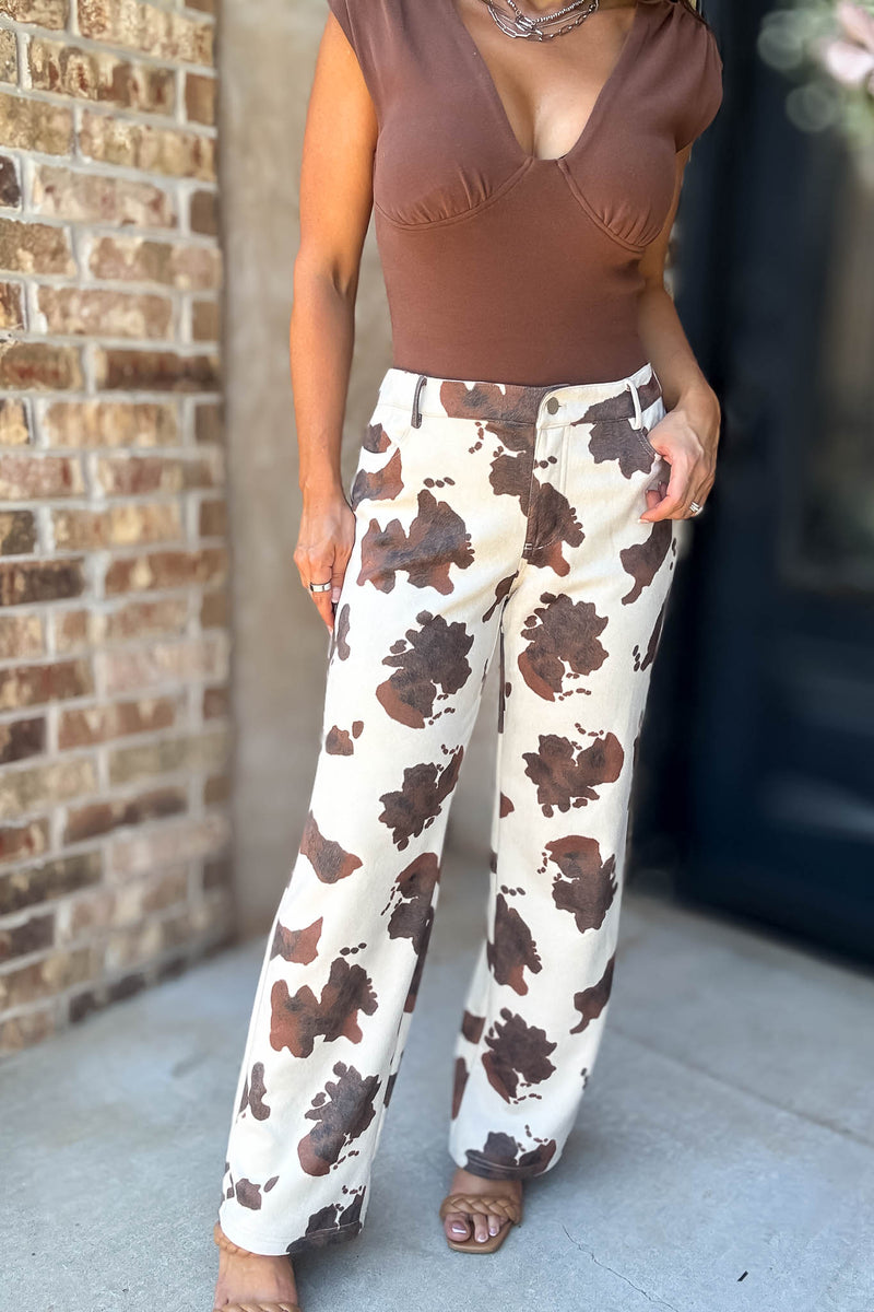 Le Lis Animal Print Low Waist Long Pants
