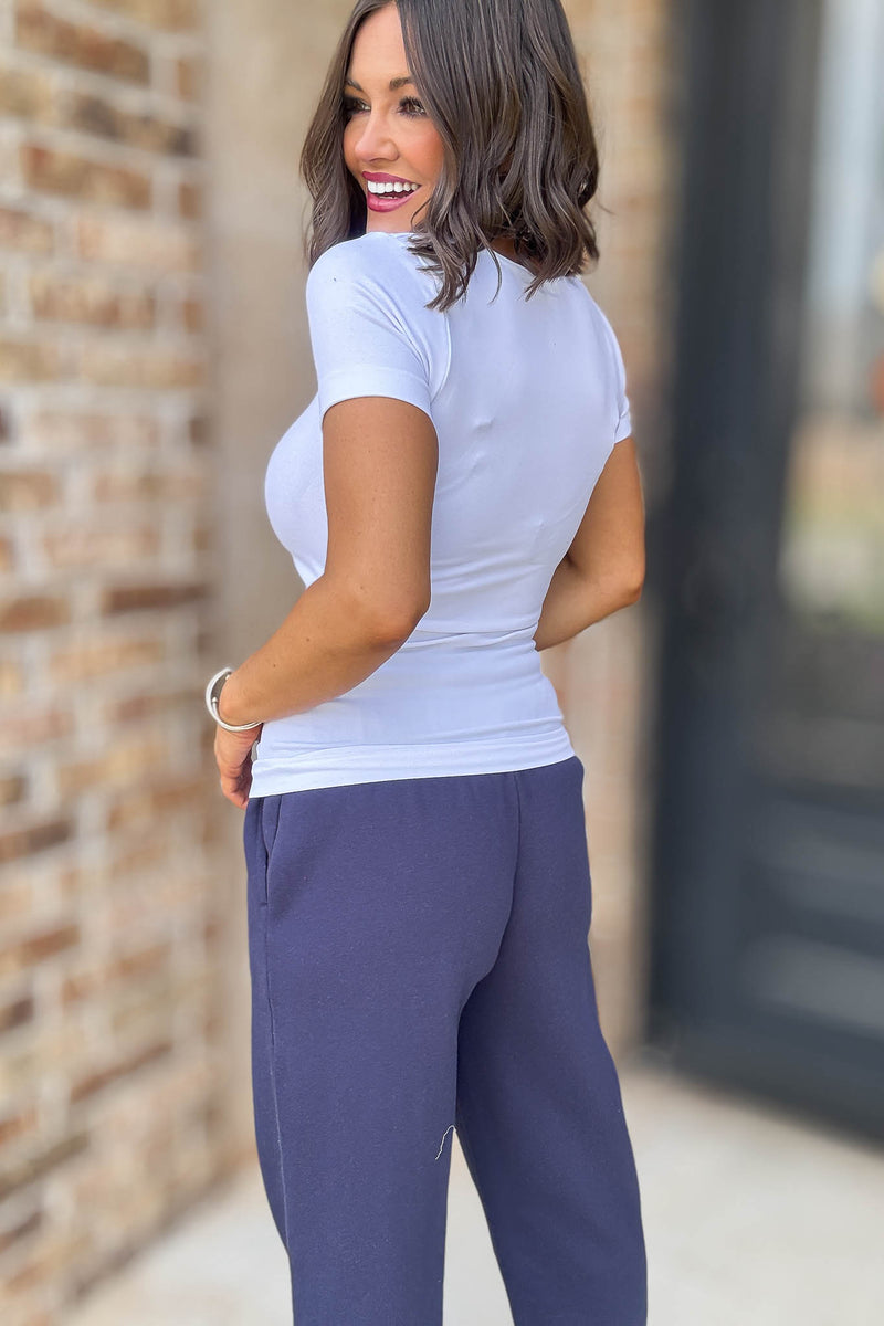 Seamless Round Ivory Neck Short Sleeve Top
