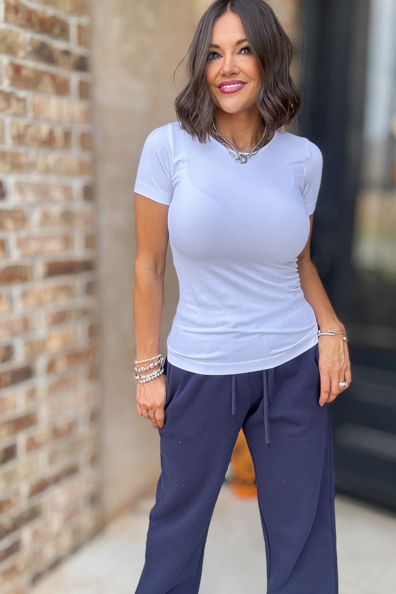 Seamless Round Ivory Neck Short Sleeve Top