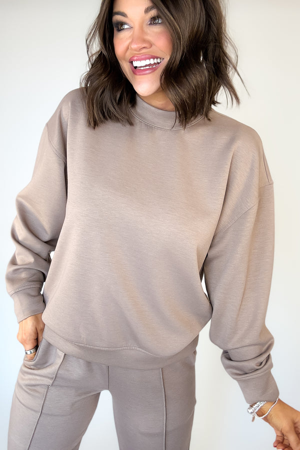 Scuba Mock Neck Cocoa Pullover