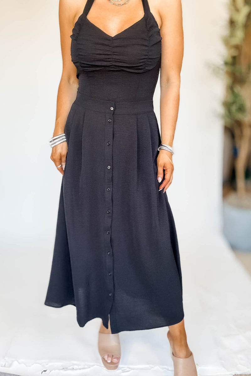 Airflow Maxi Midi Black Skirt